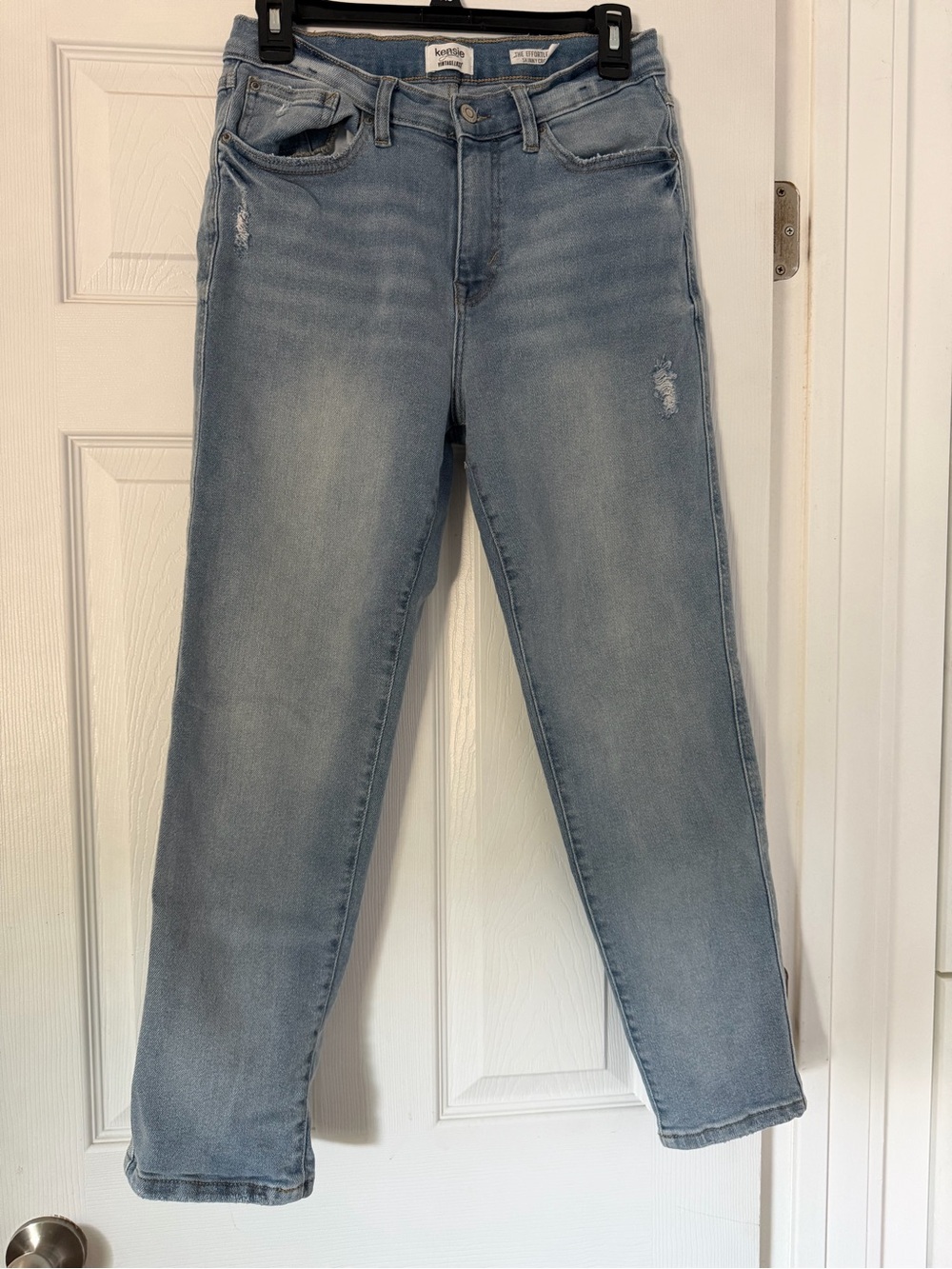 Kensie Vintage Luxe Light Wash Casual Skinny Crop Jeans in Pale Blue, Women’s 8